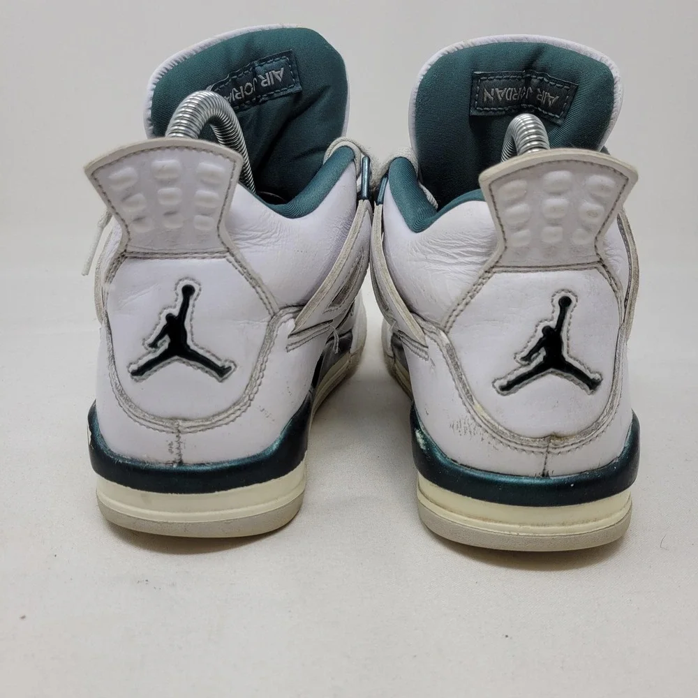 Jordan Air 4 Retro Shoe Youth Size 3.5Y White Teal Basketball Sneaker FQ8213-103